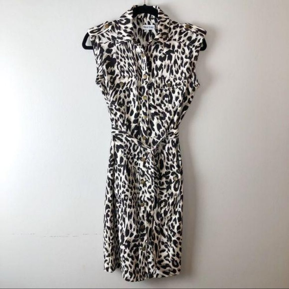 VINTAGE | Leopard Print Belted Dress Size 4